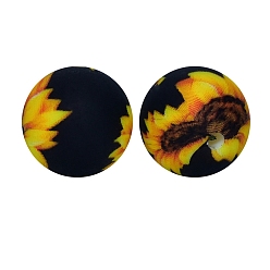 Золотистый Круглые бусины из пищевого силикона с цветами, золотые, 15 мм