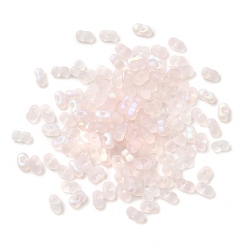 Pink Стеклянный матовый бисер, арахис, с покрытием AB цвета, розовые, 6x3.5x3 мм, отверстие : 1 мм, около 100 шт / упаковка