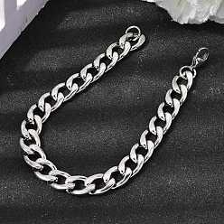 Нержавеющая Сталь Цвет 201 нержавеющей стали Снаряженная цепи браслеты для мужчин, цвет нержавеющей стали, 8.66 дюйм (22 см), ссылка: 13.5x9.5x2.5 mm
