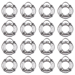 Античное Серебро 50 шт. Подвески из сплава в тибетском стиле, без кадмия и без свинца, кольцо жизни / спасательный круг / пробковое обруч, античное серебро, 24x22x2 мм, отверстие : 3 мм