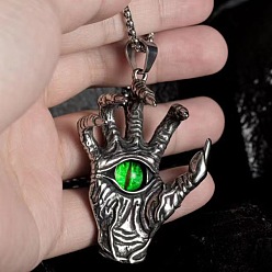 Palm Кулон из сплава рубина и горного хрусталя 667 цепочки из нержавеющей стали, цвет нержавеющей стали, рука дурного глаза, 23.62~27.56 дюйм (60~70 см)