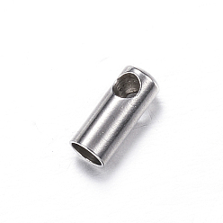 Stainless Steel Color Tarnish Resistant 202 Stainless Steel Cord Ends, Stainless Steel Color, 7x3mm, Hole: 2mm, Inner Diameter: 2mm