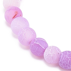 Violet Natural Weathered Agate(Dyed) Round Beaded Stretch Bracelet, Gemstone Jewelry for Women, Violet, Inner Diameter: 2-1/4 inch(5.7cm), Beads: 6mm