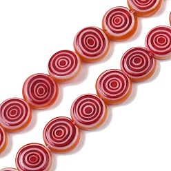 (123L) Белый крем непрозрачный блеск Бусы лэмпворк ручной работы, плоские круглые с вихря, огнеупорный кирпич, 7.5~8.5x3 мм, отверстие : 0.6 мм, около 46~49 шт / нитка, 14.06~14.57'' (35.7~37 см)