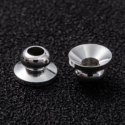 925 Sterling Silver Plated Brass Beads Cap, Long-Lasting Plated, Apetalous, 925 Sterling Silver Plated, 5x3mm, Hole: 1.8mm