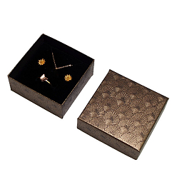 Верблюжий Картонные коробки для наборов ювелирных изделий с узором ракушки, Для кольца, серьга, Ожерелье, с губкой внутри, Для кольца, квадратный, верблюжие, 7x7x3.5 см