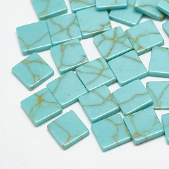 Turquoise Synthetic Turquoise Cabochons, Dyed, Square, Turquoise, 12x12x2mm