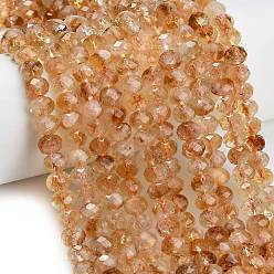 Цитрин Нагретые нити из натуральных цитриновых бусин, рондель, граненые, 7.5~8x5.5~6 мм, отверстие : 1 мм, около 78~80 шт / нитка, 15.20~15.47'' (38.6~39.3 см)