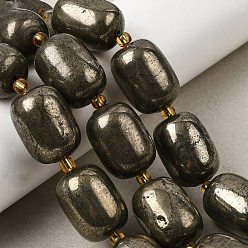 Пирит Природного пирита бисер нитей, с бисером, колонка, 19.5~20x15 мм, отверстие : 1.2 мм, около 8 шт / нитка, 7.48'' (19 см)