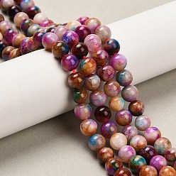 Разноцветный Бусины из натурального белого нефрита, окрашенные, круглые, красочный, 6~6.5 мм, отверстие : 1~1.2 мм, около 61~62 шт / нитка, 14.41''~14.65'' (36.6~37.2 см)