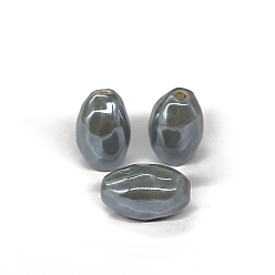 Темно-серый Фарфоровые бусины ручной работы, для украшения ожерелий и материалов для поделок своими руками, рис форма, темно-серый, 24x16 мм, отверстие : 3 мм