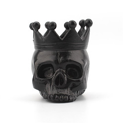Electrophoresis Black Halloween Theme Resin Candle Holder, Skull, for Wedding, Festival, Party & Windowsill, Home Decoration, Electrophoresis Black, 80x63x80mm
