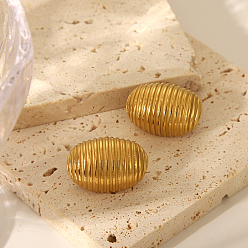 Oval Серьги-гвоздики из нержавеющей стали с геометрической текстурой и неровной формой, золотые, овальные, 304 мм