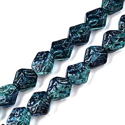 Светлый Морско-зеленый Стеклянные бусины с гальваническим покрытием , самородки, светло-зеленый, 13.5~14x13.5x10 мм, отверстие : 0.9 мм, около 49~50 шт / нитка, 26.97~27.56 дюйм (68.5~70 см)