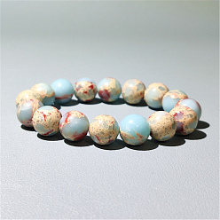 Шушан Камень Эластичные браслеты из синтетического камня шушань из бисера, круглые, 6-3/4 дюйм (17 см), бусины : 12 мм диаметром