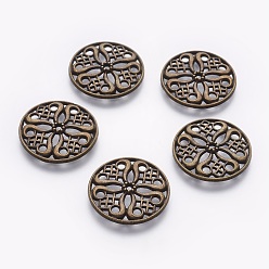Antique Bronze Tibetan Style Alloy Beads, Cadmium Free & Nickel Free & Lead Free, Flat Round, Antique Bronze, 24x3mm, Hole: 2mm