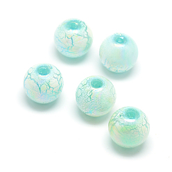 Бледно-бирюзовый Лакированные бусины из акрила , треск стиле, цвет AB, круглые, бледные бирюзовая, 10 мм, Отверстие : 2 мм , около 920 шт / 500 г