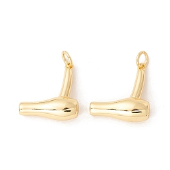 Настоящее золото 18K Латунные подвески, с прыжковых колец, без кадмия и без свинца, долговечный, фен, реальный 18 k позолоченный, 18x17x6.5 мм, отверстие : 3 мм