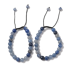 Синий Авантюрин 8Мм круглые плетеные браслеты из окрашенного и нагретого натурального синего авантюрина, регулируемые браслеты из нейлонового шнура для женщин и мужчин, внутренний диаметр: 1-7/8~2-7/8 дюйм (4.9~7.3 см)