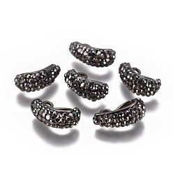 Черный Цвет Металла Подвеска из горного хрусталя из полимерной глины, с латунной фурнитурой , металлический черный , 16.5x6~6.5x8.5~9 мм, отверстие : 1.5~2 мм