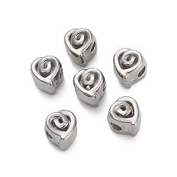 Нержавеющая Сталь Цвет 304 из нержавеющей стали бусы, сердце, цвет нержавеющей стали, 4.5x4x4 мм, отверстие : 1.4 мм