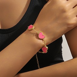 Ярко-Розовый Браслеты из цинкового сплава и акрила ко Дню святого Валентина, сердце, ярко-розовый, 6-7/8 дюйм (17.5 см)