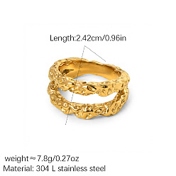 Golden Double Layer 304 Stainless Steel Finger Rings, Golden, US Size 7(17.3mm)
