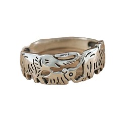 Античное Серебро Кольца из латуни в форме слона, античное серебро, размер США 10 (19.8 мм)