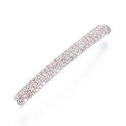 Platinum Brass Micro Pave Cubic Zirconia Beads, Tube, Clear, Platinum, 38x4x3mm, Hole: 1.5mm