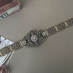 Античное Золото Сплав кристаллы стразы цветок невеста свадебное платье цепочка пояс, античное золото , 1030 мм