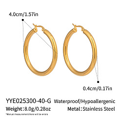 Oro 304 pendientes de aro de acero inoxidable para mujer, dorado, 40x4 mm