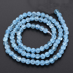 Cornflower Blue Crackle Glass Beads Strands, Dyed & Heated, Frosted, Round, Cornflower Blue, 4mm, Hole: 0.8mm, about 98~100pcs/strand, 15.35 inch(39cm)