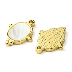 Real 14K Gold Plated Ion Plating(IP) 304 Stainless Steel Pave Shell Pendants, Oval Charms, Real 14K Gold Plated, 21x17x3mm, Hole: 2mm