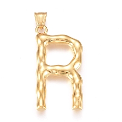 Letter R 304 подвески из нержавеющей стали, бамбуковая буква, золотые, буква r, 47x24x5.5 мм, отверстие : 5x8 мм