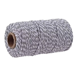 Grau Zweifarbige Baumwollfäden, Makramee-Schnur, dekorative Schnurfäden, für DIY, Geschenkverpackung und Schmuckherstellung, Grau, 2 mm, ca. 109.36 Yards (100 m)/Rolle