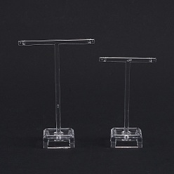 Clear T Bar Acrylic Earring Display Stand, T Bar with Two Holes, Clear, large: 3.5x8.3x11.8cm, small: 3.5x6.2x9.8cm, 2pcs/set