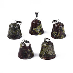 Кровь драконов Натуральные подвески для крови дракона, колокол прелести, с защелкой из нержавеющей стали на поручнях, цвет нержавеющей стали, 17~18.5x15.5~16 мм, отверстие : 5.5x3 мм