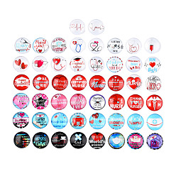 Mixed Color Glass Cabochons, Half Round/Dome with Nurses' Day Pattern, Mixed Color, 25x6mm, about 50pcs/bag