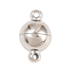 Stainless Steel Color 304 Stainless Steel Magnetic Clasps, Round, with Loops, Round Hole, Stainless Steel Color, 13x8x8mm, Hole: 1.2mm
