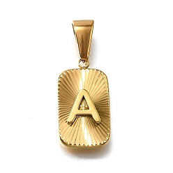 Letter A 304 подвески из нержавеющей стали, прямоугольник с подвеской в виде буквы, реальный 18 k позолоченный, буква a, 22x12.5x4 мм, отверстие : 8x4 мм