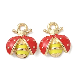 Красный Сплав эмали прелести, золотой свет, божья коровка, без кадмия, без никеля и без свинца, стойки покрытие, красные, 13x11.5x3.5 мм, отверстие : 2 мм