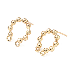 Light Gold Изделия из латуни, овальные, с петлей, долговечный, стойки покрытие, золотой свет, 15x12.5 мм, отверстие : 1.5 мм, штифты : 11x0.7 мм