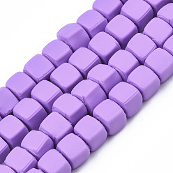 Medium Orchid Handmade Polymer Clay Beads Strands, Cube, Medium Orchid, 5x5x5mm, Hole: 1.8mm, about 86~88pcs/strand, 15.35 inch~16.34 inch(39~41.5cm)