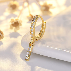 Letter I Латунные серьги-кольца из прозрачного кубического циркония, золотые, Буква "i", 24x7 мм