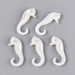 Creamy White CCB Plastic Pendants, Sea Horse Charms, Creamy White, 27x11.5x4mm, Hole: 1.6mm, about 1110pcs/500g