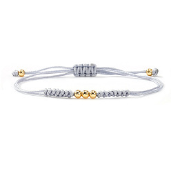 Гейнсборо Стильные браслеты унисекс из круглых латунных бусин, сплетенные из бусин., регулируемые браслеты шнур, светло-серые, 11.02 дюйм (28 см)