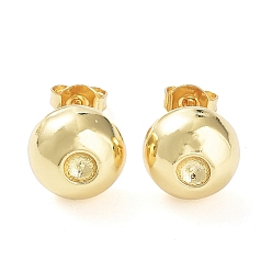 Golden Brass Half Round Stud Earring Findings, Earring Settings for Rhinestone, Golden, 10mm, Fit for 3mm Rhinestone
