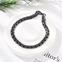 Античное Серебро 304 браслеты из нержавеющей стали с цепочками-коробками для женщин и мужчин, ионное покрытие (ip), античное серебро, 9-1/4 дюйм (23.5 см)