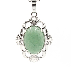 Зеленый Авантюрин Естественный зеленый авантюрин подвески, подвески-цветы из латуни платинового тона, 34x25x9 мм