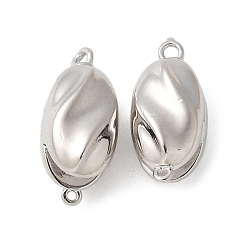 Платинированный Застежки латунные коробки, без кадмия, без никеля и без свинца, овальные, Реальная платина, 16.5x7.5x7.5 мм, отверстие: 0.9 и 1.3 мм